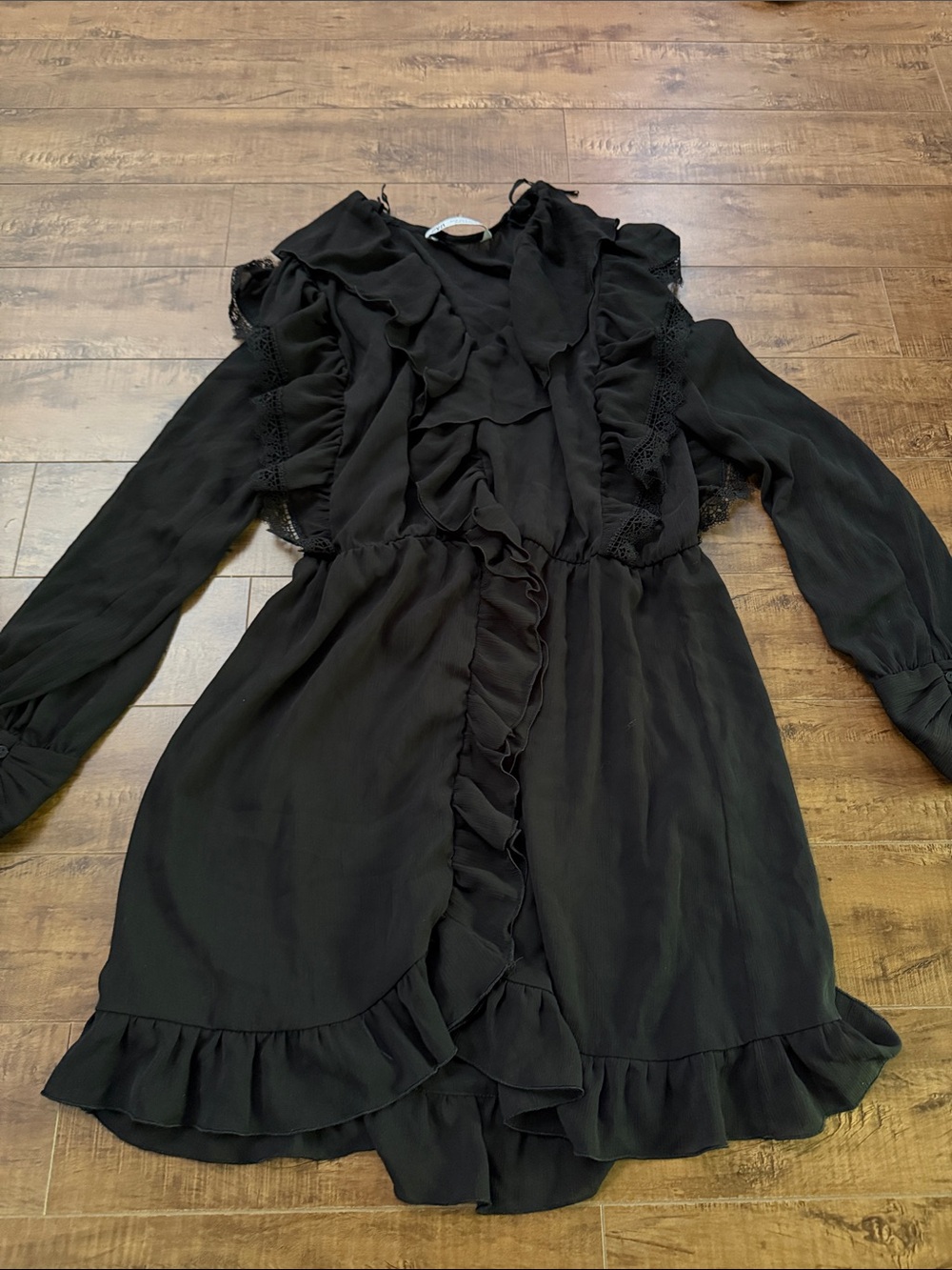 Zara Black Ruffle Mini Dress